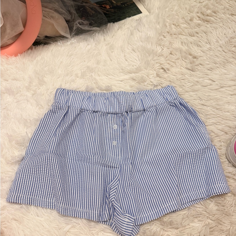 Blue Striped Women's Shorts